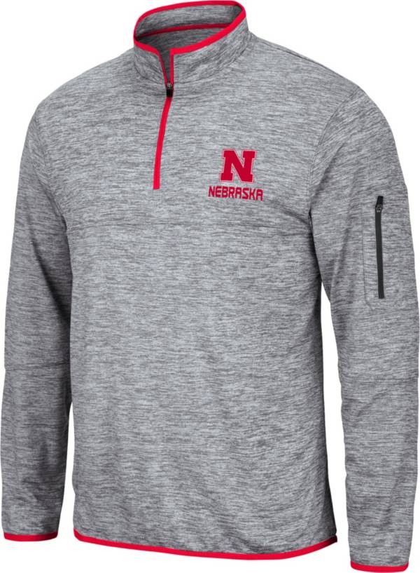 Colosseum Men's Nebraska Cornhuskers Grey Quarter-Zip Pullover Shirt