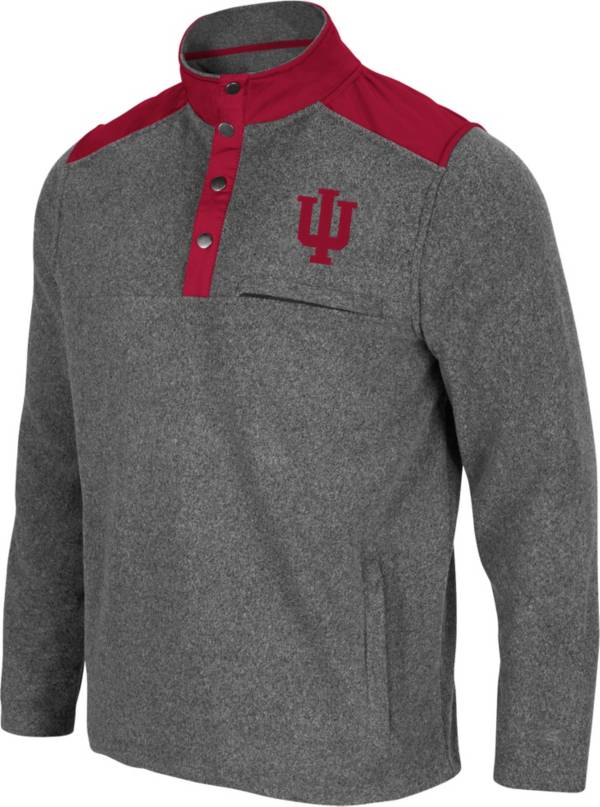 Colosseum Men's Indiana Hoosiers Grey Huff Quarter-Snap Pullover Jacket