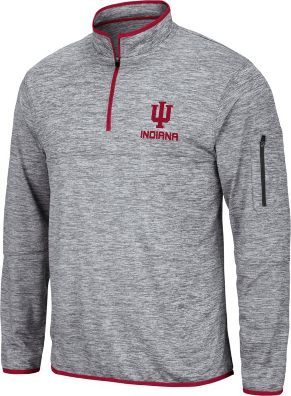 Colosseum Men's Indiana Hoosiers Grey Quarter-Zip Pullover Shirt