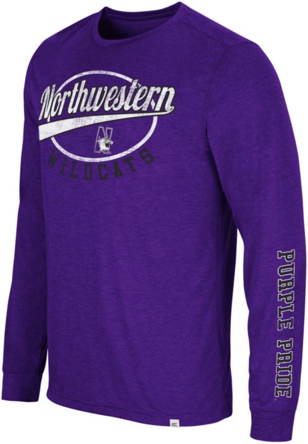 Colosseum Men's Northwestern Wildcats Grey Far Out! Long Sleeve T-Shirt