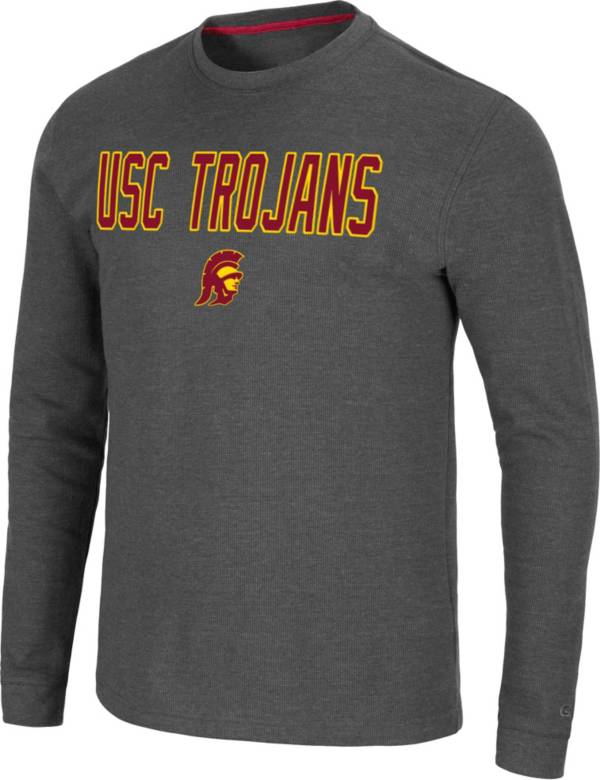 Colosseum Men's USC Trojans Grey Dragon Long Sleeve Thermal T-Shirt