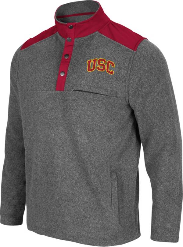 Colosseum Men's USC Trojans Grey Huff Quarter-Snap Pullover Jacket