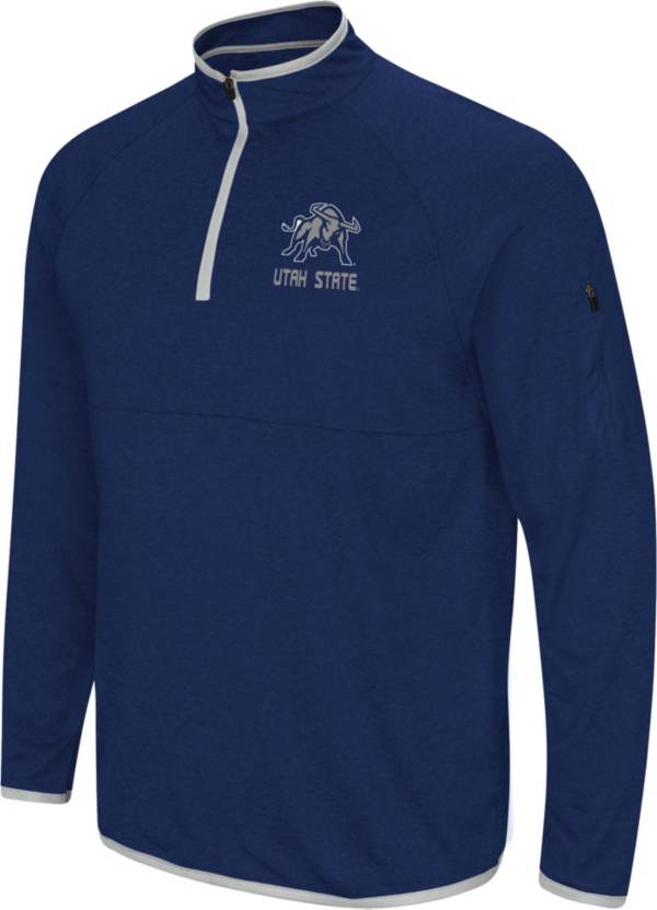 Colosseum Men's Utah State Aggies Blue Rival Quarter-Zip Pullover Shirt