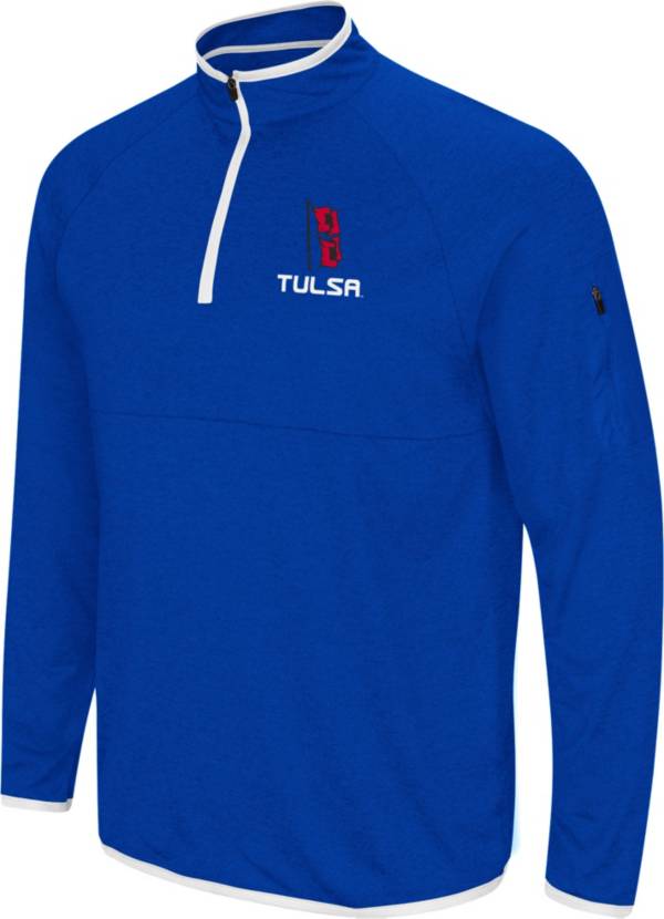 Colosseum Men's Tulsa Golden Hurricane Blue Rival Quarter-Zip Pullover Shirt