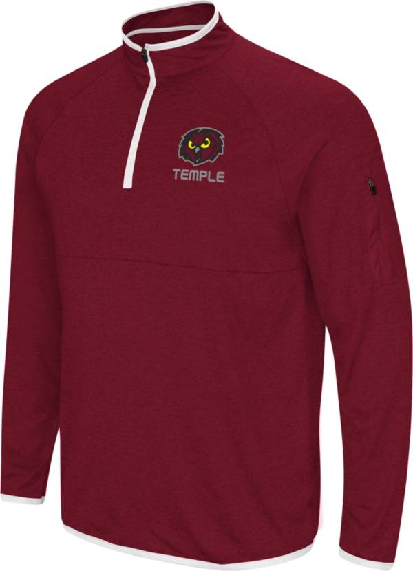 Colosseum Men's Temple Owls Cherry Rival Quarter-Zip Pullover Shirt