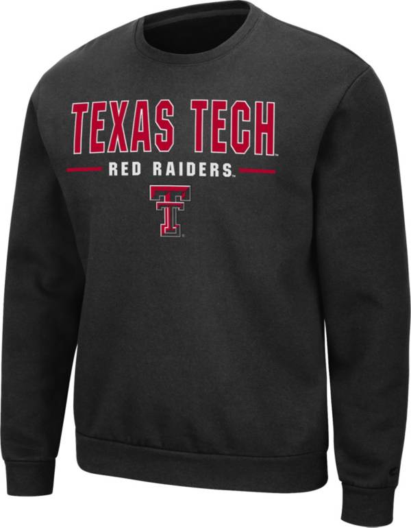 Colosseum Men's Texas Tech Red Raiders Black Time Machine Crew Pullover Sweatshirt