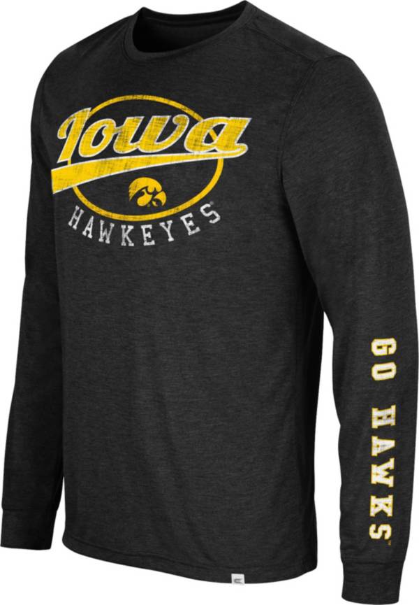 Colosseum Men's Iowa Hawkeyes Black Far Out! Long Sleeve T-Shirt