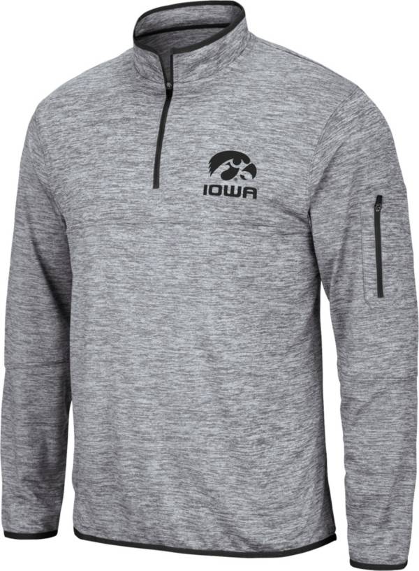 Colosseum Men's Iowa Hawkeyes Grey Quarter-Zip Pullover Shirt