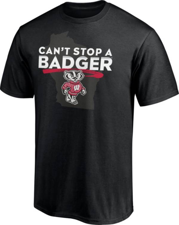 NCAA Men's Wisconsin Badgers Black ‘Can't Stop A Badger' Cotton T-Shirt