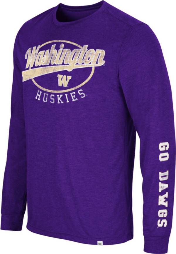 Colosseum Men's Washington Huskies Purple Far Out! Long Sleeve T-Shirt