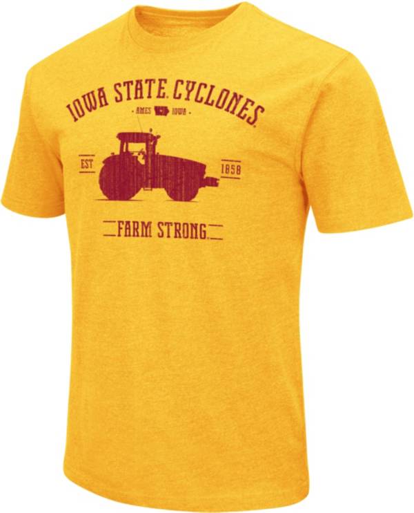 Colosseum Men's Iowa State Cyclones Gold ‘Farm Strong' Dual Blend T-Shirt