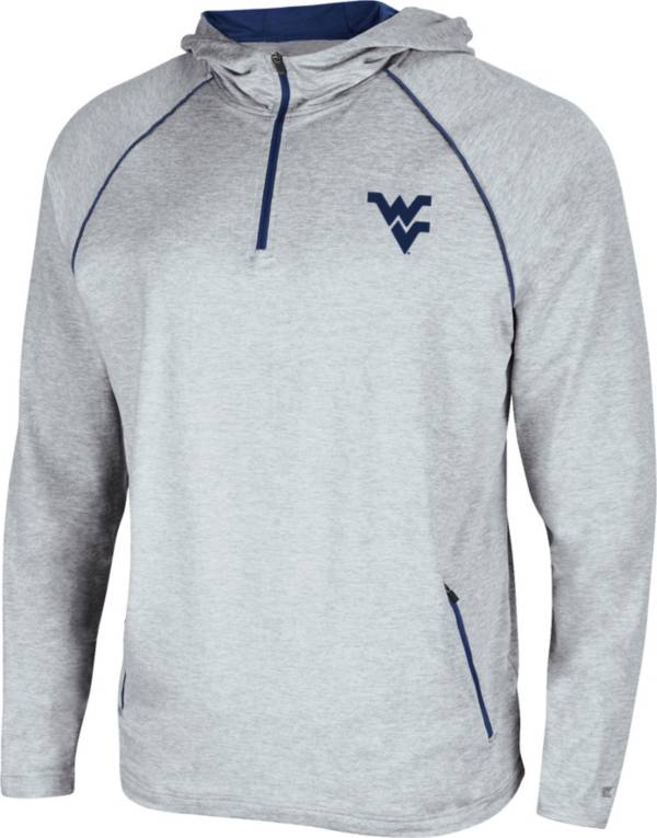 Colosseum Men's West Virginia Mountaineers Grey Timeline Quarter-Zip Pullover Hoodie