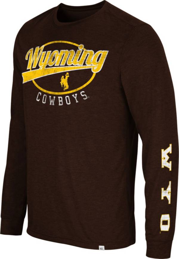 Colosseum Men's Wyoming Cowboys Brown Far Out! Long Sleeve T-Shirt