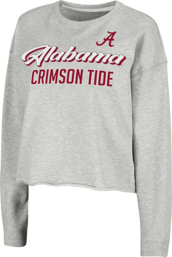 Colosseum Women's Alabama Crimson Tide Grey Treehouse Cropped Pullover Hoodie