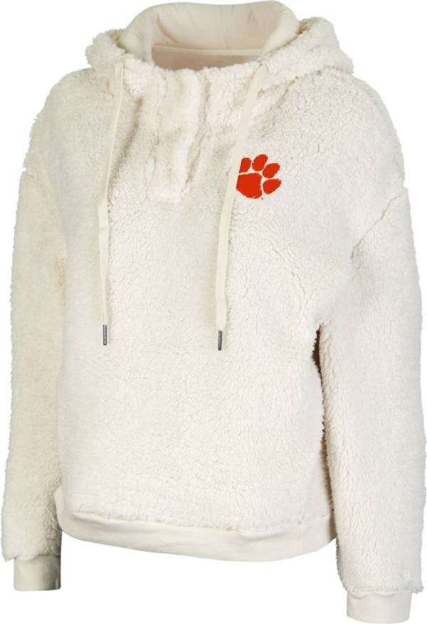 Colosseum Women's Clemson Tigers White Snap! Sherpa Henley Pullover Hoodie