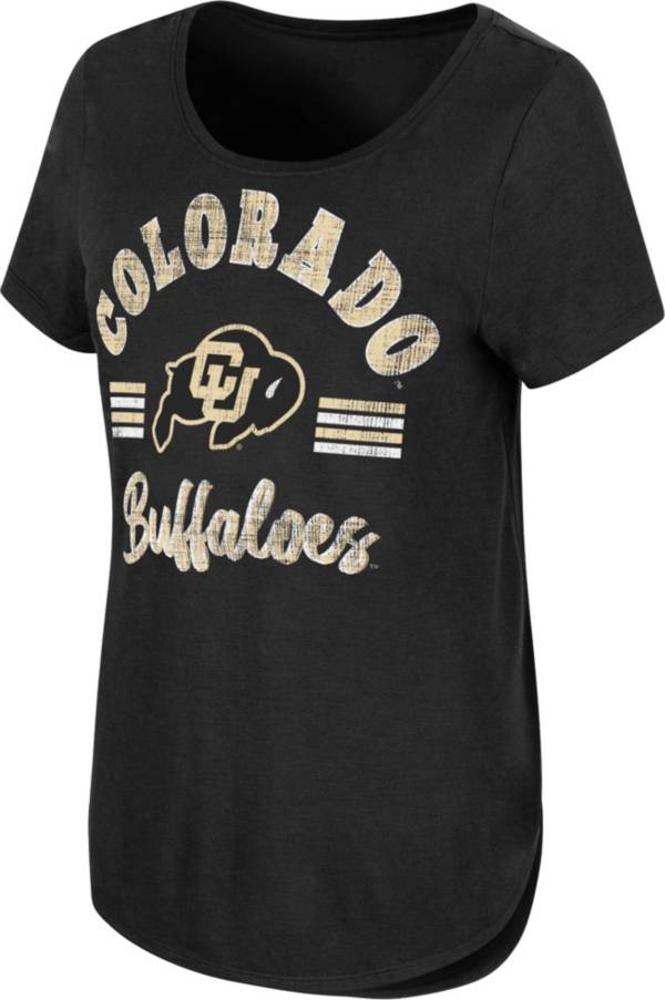 Colosseum Women's Colorado Buffaloes Black Shaka Scoop-Neck T-Shirt