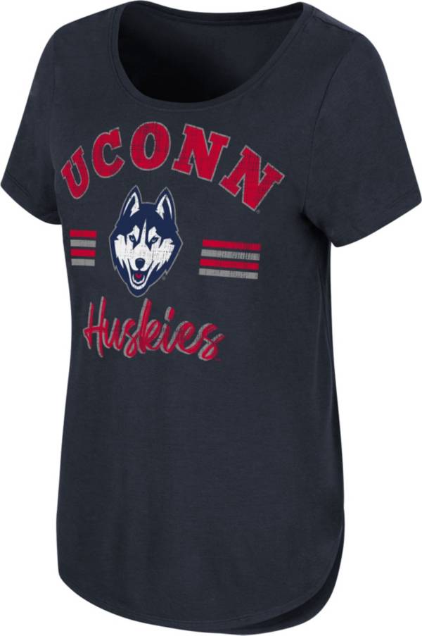 Colosseum Women's UConn Huskies Blue Shaka Scoop-Neck T-Shirt