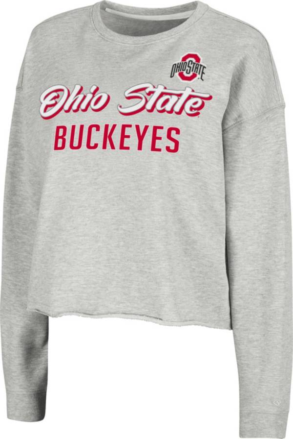 Colosseum Women's Ohio State Buckeyes Grey Treehouse Cropped Pullover Hoodie