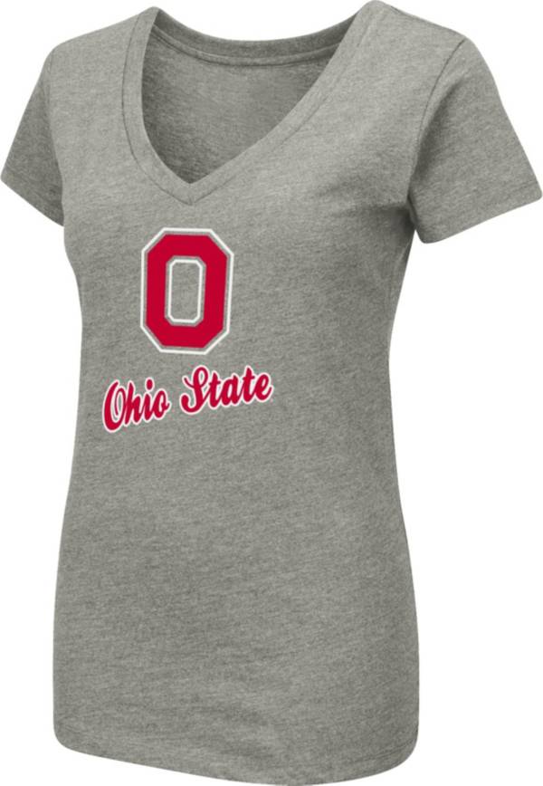 Colosseum Women's Ohio State Buckeyes Grey Dual Blend V-Neck T-Shirt product image