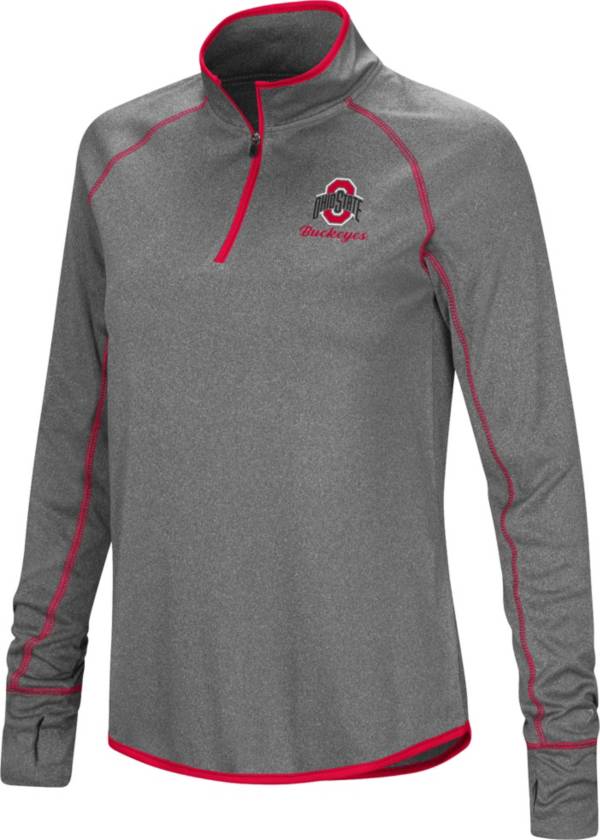 Colosseum Women's Ohio State Buckeyes Grey Stingray Quarter-Zip Shirt