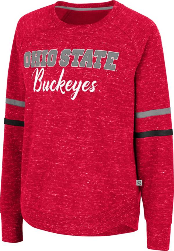 Colosseum Women's Ohio State Buckeyes Scarlet Beach Break Pullover Sweatshirt