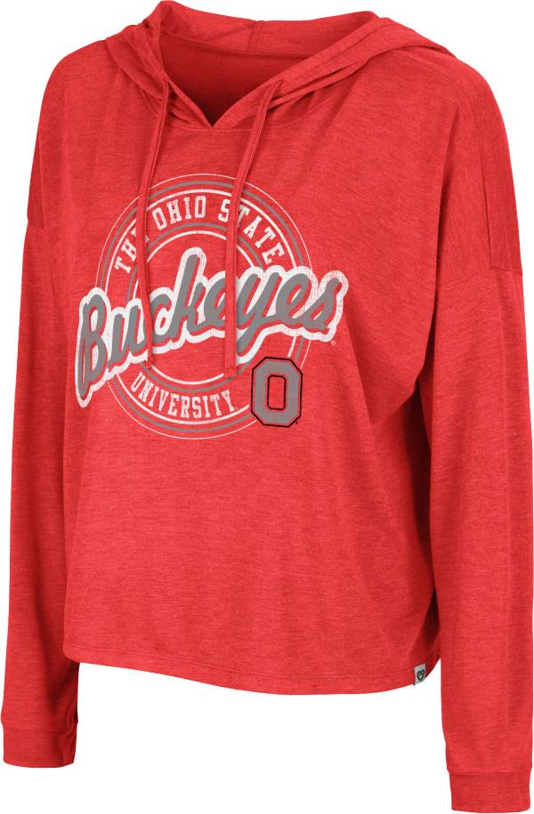 Colosseum Women's Ohio State Buckeyes Scarlet Cody Meet & Greet Hooded Long Sleeve T-Shirt