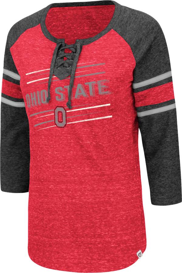 Colosseum Women's Ohio State Buckeyes Scarlet Pasadena ¾ Sleeve T-Shirt