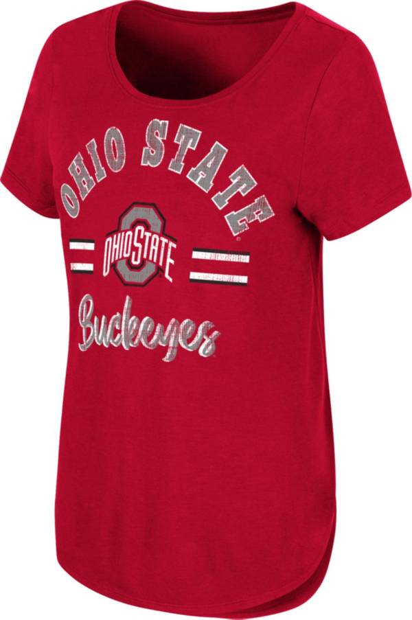 Colosseum Women's Ohio State Buckeyes Scarlet Shaka Scoop-Neck T-Shirt