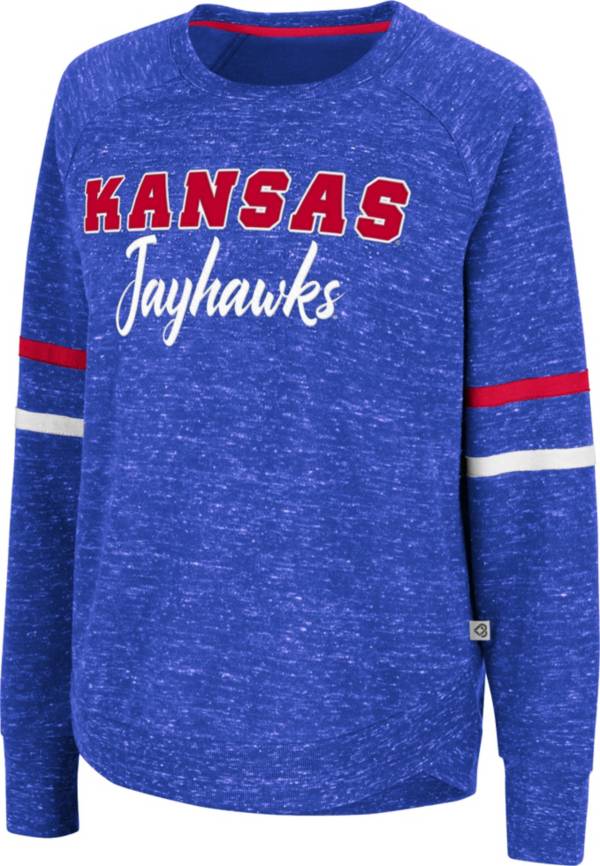 Colosseum Women's Kansas Jayhawks Blue Beach Break Pullover Sweatshirt