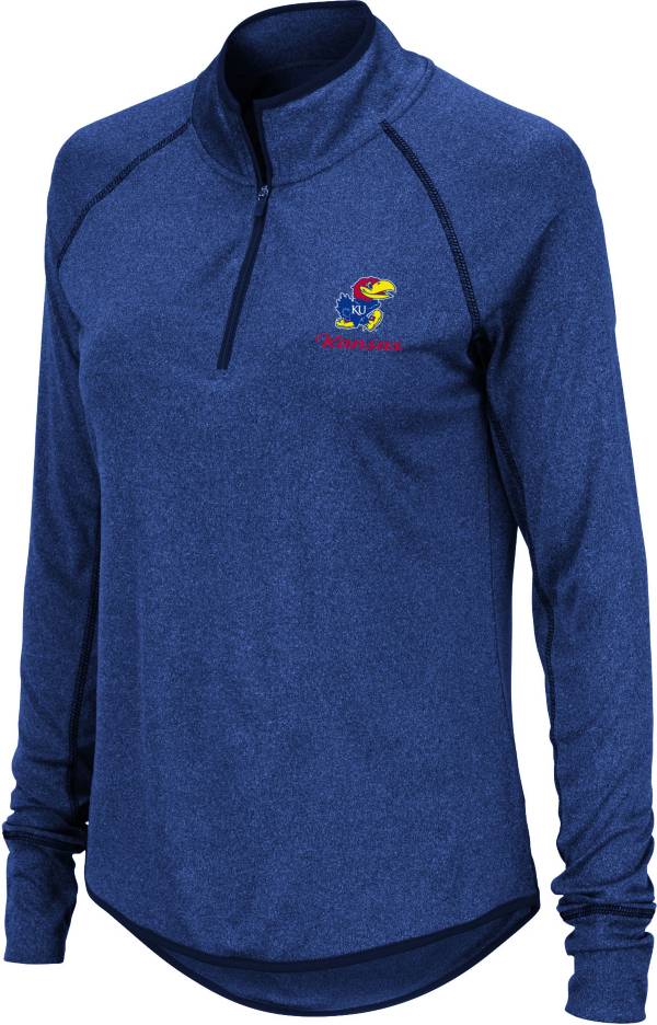 Colosseum Women's Kansas Jayhawks Blue Stingray Quarter-Zip Shirt