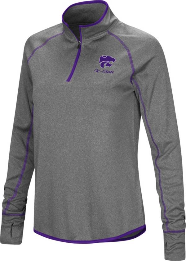 Colosseum Women's Kansas State Wildcats Grey Stingray Quarter-Zip Shirt