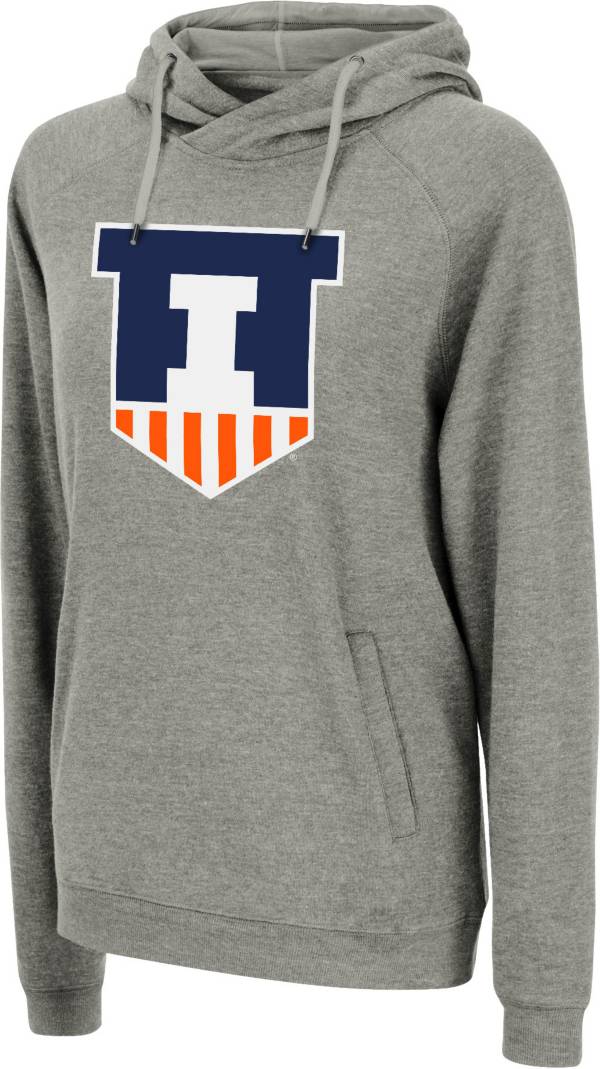 Colosseum Women's Illinois Fighting Illini Grey Crossover Pullover Hoodie