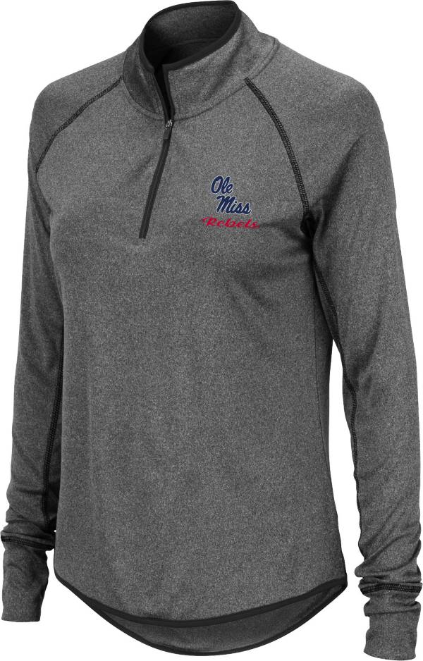 Colosseum Women's Ole Miss Rebels Grey Stingray Quarter-Zip Shirt