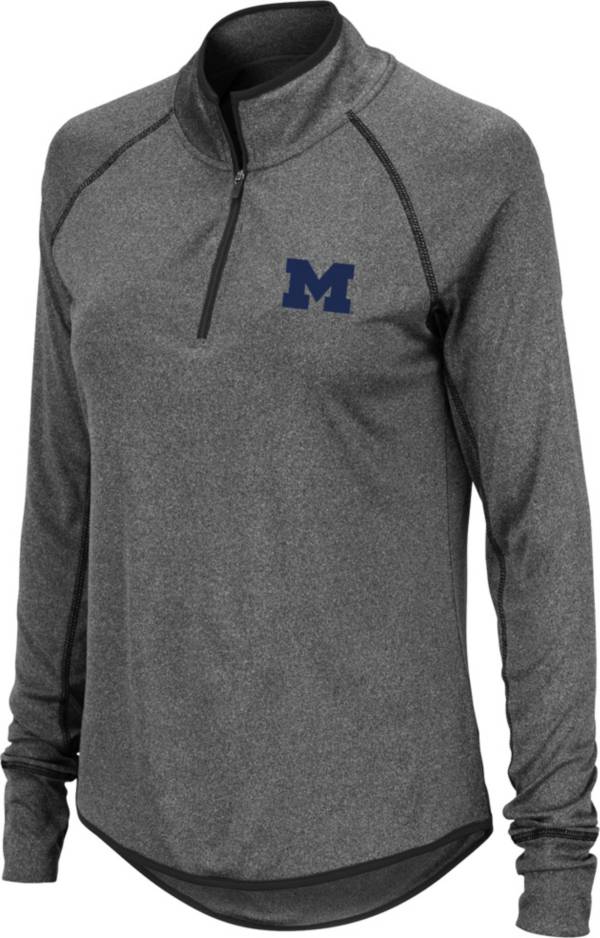 Colosseum Women's Michigan Wolverines Grey Stingray Quarter-Zip Pullover Shirt