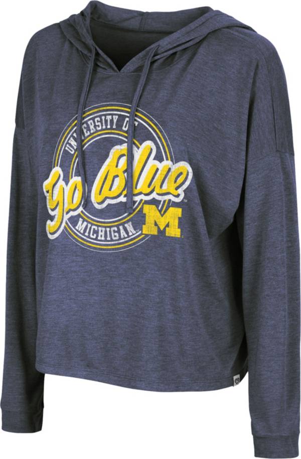 Colosseum Women's Michigan Wolverines Blue Cody Meet & Greet Hooded Long Sleeve T-Shirt