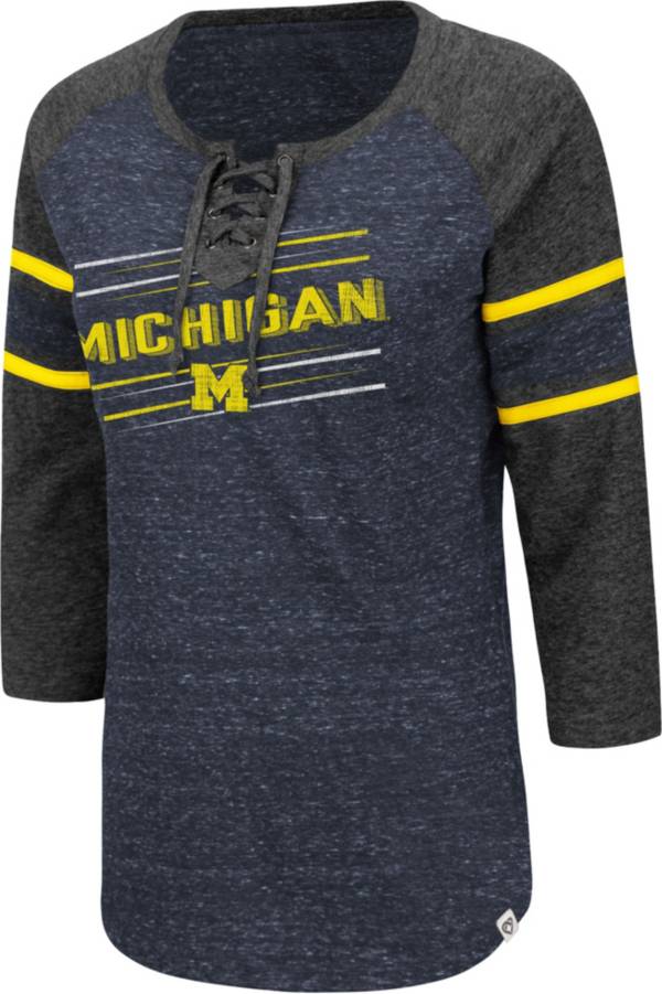 Colosseum Women's Michigan Wolverines Blue Pasadena ¾ Sleeve T-Shirt