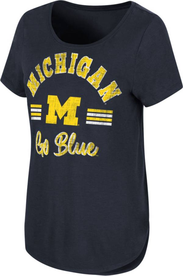 Colosseum Women's Michigan Wolverines Blue Shaka Scoop-Neck T-Shirt