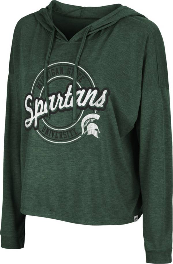 Colosseum Women's Michigan State Spartans Green Cody Meet & Greet Hooded Long Sleeve T-Shirt