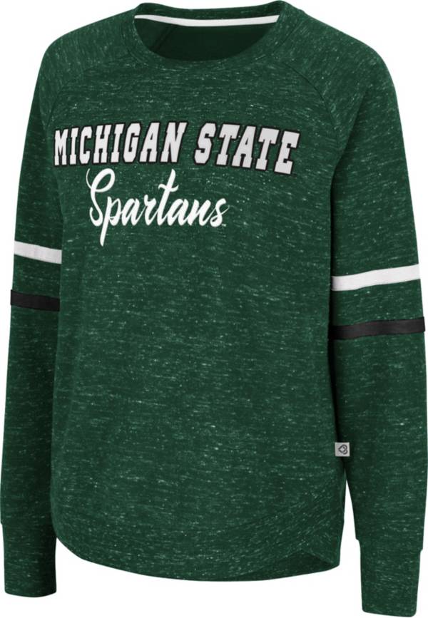 Colosseum Women's Michigan State Spartans Green Beach Break Pullover Sweatshirt