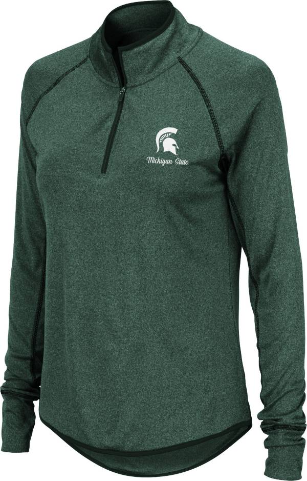 Colosseum Women's Michigan State Spartans Green Stingray Quarter-Zip Shirt