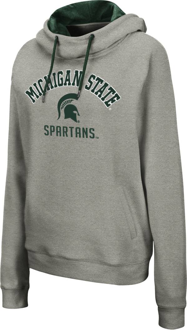 Colosseum Women's Michigan State Spartans Grey Funnel Pullover Hoodie product image
