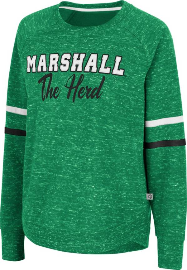 Colosseum Women's Marshall Thundering Herd Green Beach Break Pullover Sweatshirt