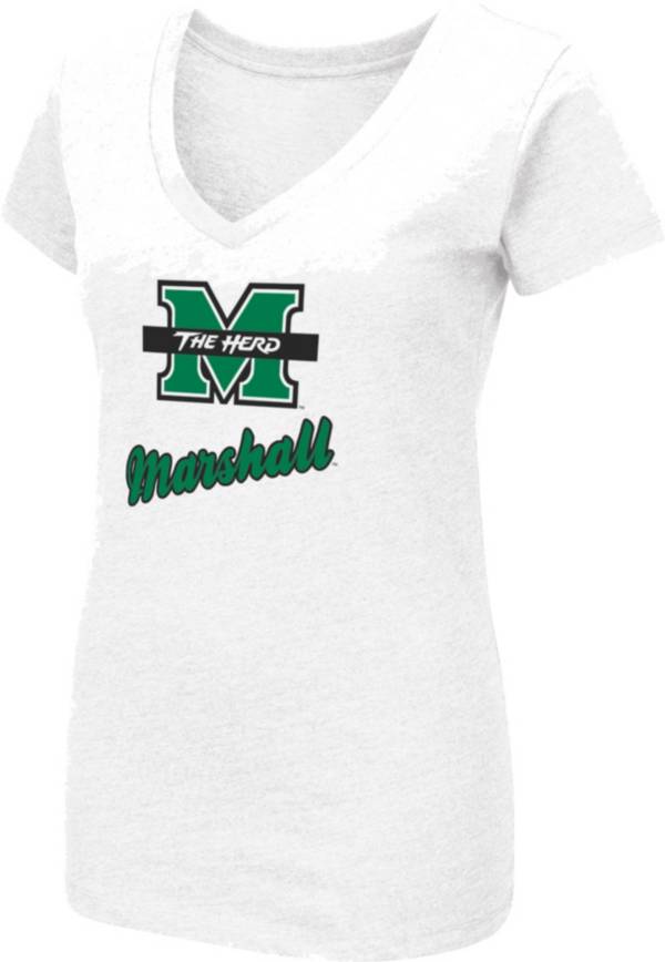 Colosseum Women's Marshall Thundering Herd White Dual Blend V-Neck T-Shirt