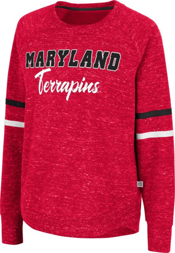 Colosseum Women's Maryland Terrapins Red Beach Break Pullover Sweatshirt