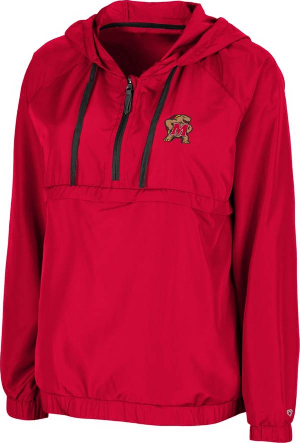 Colosseum Women's Maryland Terrapins Red Doodling Packable Quarter-Zip Anorak