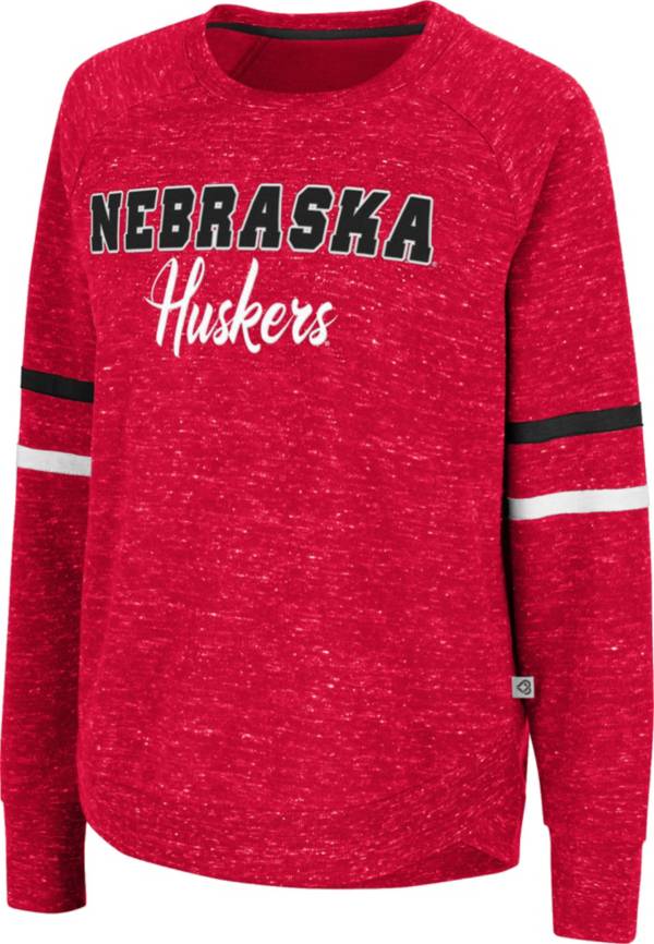 Colosseum Women's Nebraska Cornhuskers Scarlet Beach Break Pullover Sweatshirt