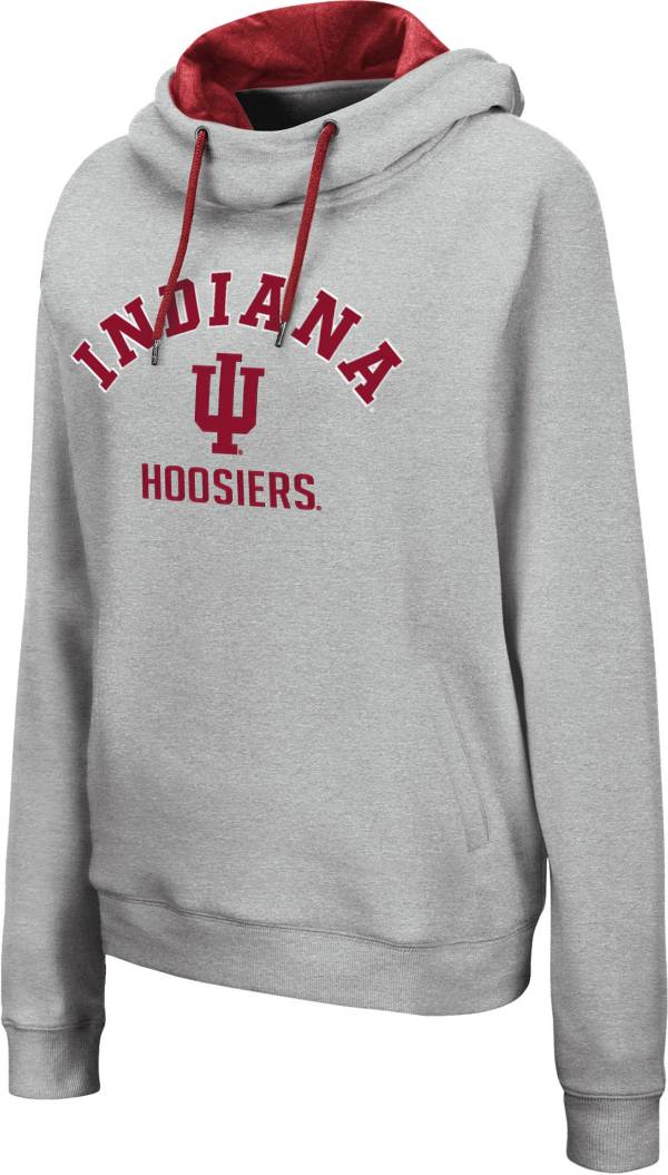 Colosseum Women's Indiana Hoosiers Grey Funnel Pullover Hoodie