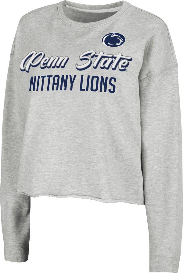 Colosseum Women's Penn State Nittany Lions Grey Treehouse Cropped Pullover Hoodie