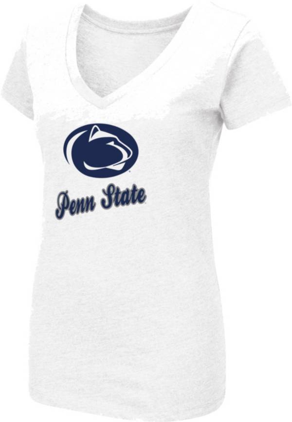 Colosseum Women's Penn State Nittany Lions White Dual Blend V-Neck T-Shirt