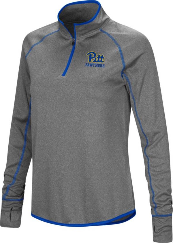 Colosseum Women's Pitt Panthers Grey Stingray Quarter-Zip Shirt